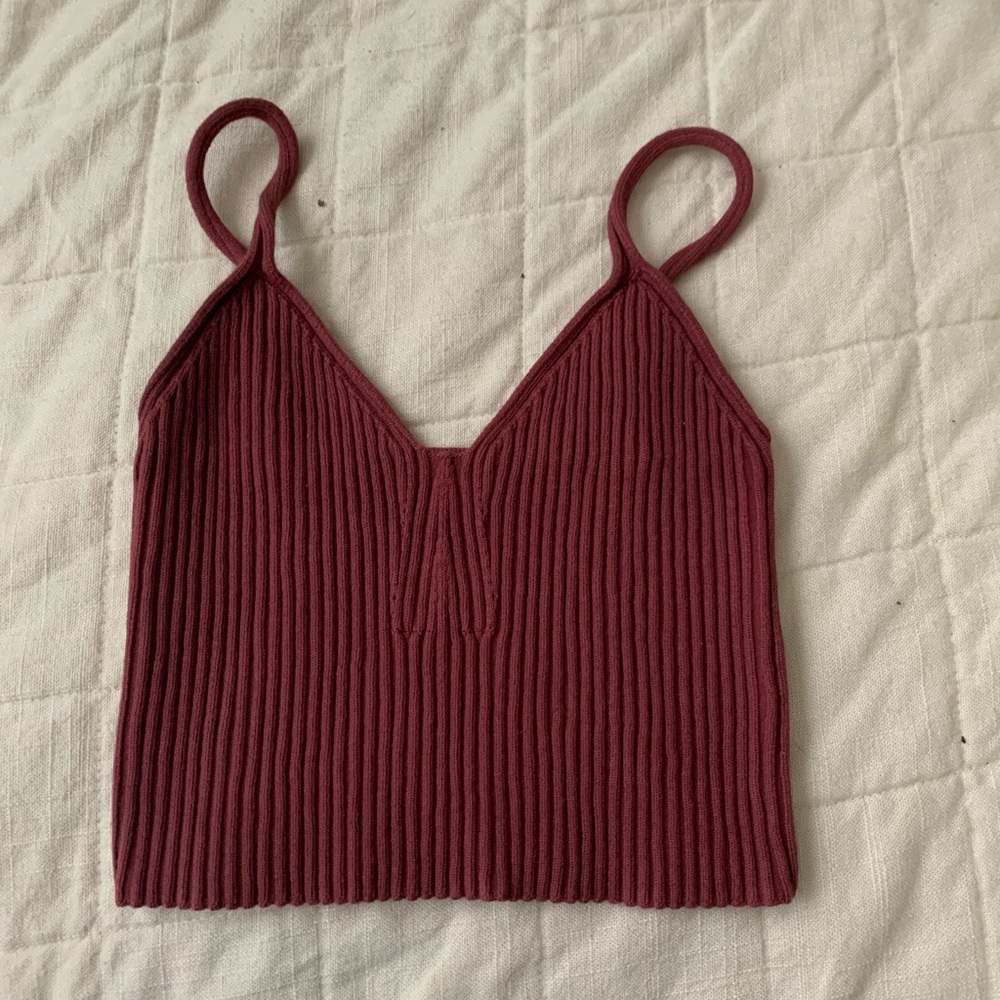 red knit zara tank